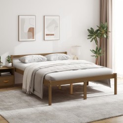 vidaXL Cama personas mayores madera maciza pino marrón miel 150x200 cm