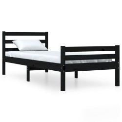 vidaXL Estructura de cama individual madera maciza negra 75x190 cm