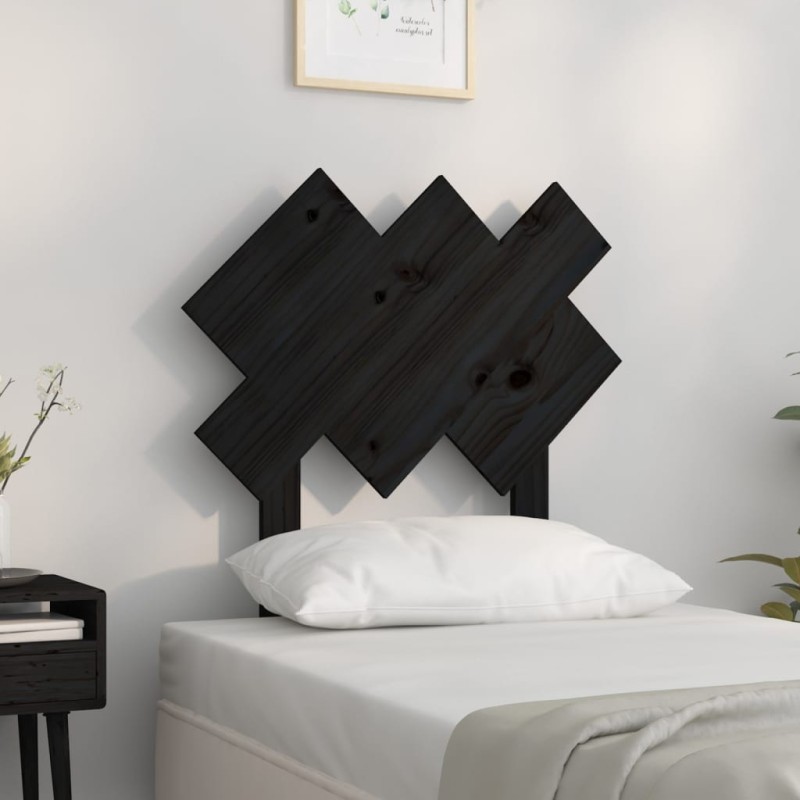vidaXL Cabecero de cama madera maciza de pino negro 72,5x3x81 cm vidaXL Cabecero de cama madera maciza de pino negro 72,5x3x81 cm