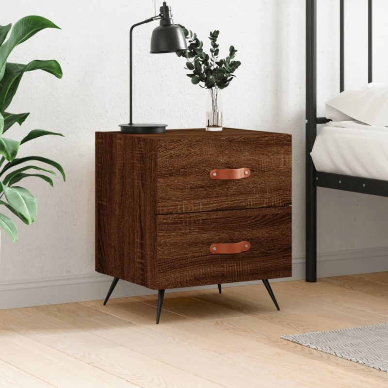 vidaXL Mesita de noche madera de ingeniería marrón roble 40x35x47,5 cm