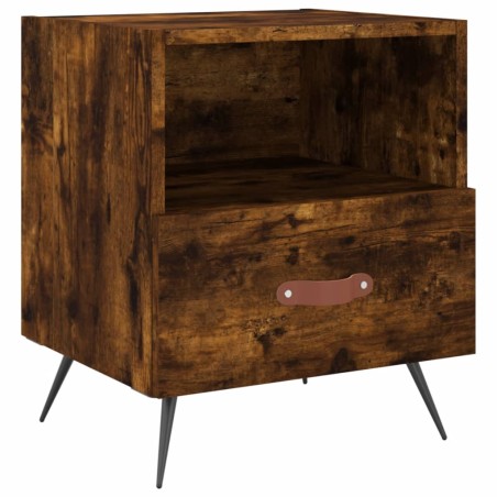 vidaXL Mesita de noche madera ingeniería roble ahumado 40x35x47,5 cm