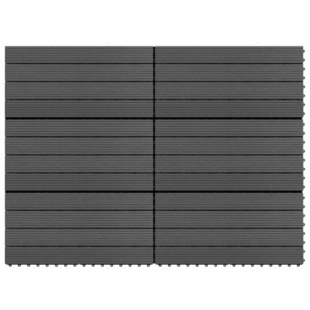 vidaXL Baldosas de porche 6 uds WPC negro 60x30 cm 1,08 m²