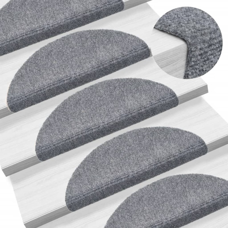 vidaXL Alfombrillas de escaleras autoadhesivas 5 uds gris 56x17x3 cm vidaXL Alfombrillas de escaleras autoadhesivas 5 uds gris 56x17x3 cm