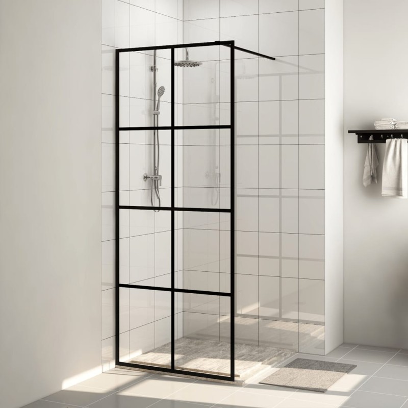 vidaXL Mampara de ducha accesible vidrio ESG claro negro 80x195 cm vidaXL Mampara de ducha accesible vidrio ESG claro negro 80x195 cm