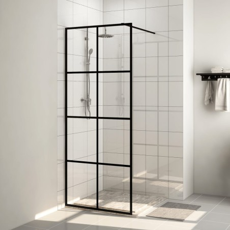 vidaXL Mampara de ducha accesible vidrio ESG claro negro 80x195 cm