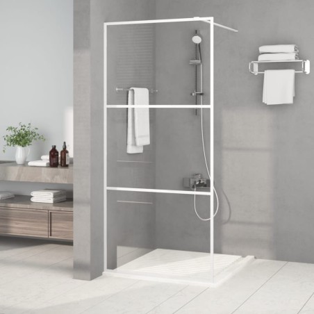vidaXL Mampara de ducha vidrio ESG transparente blanco 90x195 cm