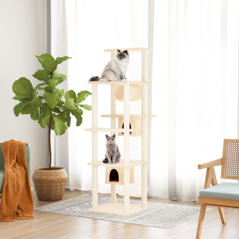vidaXL Rascador para gatos con postes de sisal crema 169 cm vidaXL Rascador para gatos con postes de sisal crema 169 cm