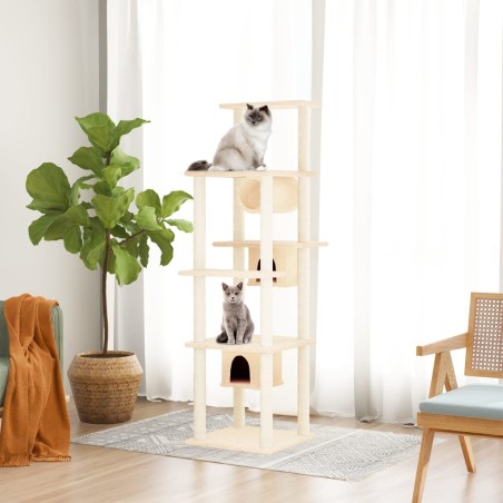 vidaXL Rascador para gatos con postes de sisal crema 169 cm