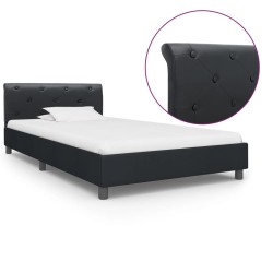 vidaXL Estructura de cama de cuero sintético negro 100x200 cm