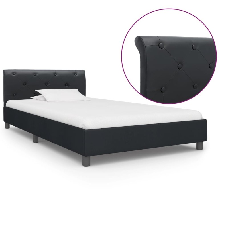 vidaXL Estructura de cama de cuero sintético negro 100x200 cm vidaXL Estructura de cama de cuero sintético negro 100x200 cm
