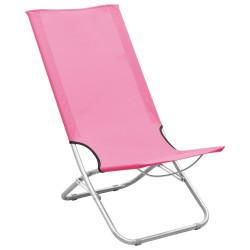 vidaXL Sillas de playa plegables 2 unidades tela rosa