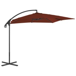 vidaXL Sombrilla voladiza con poste de acero terracota 250x250 cm 