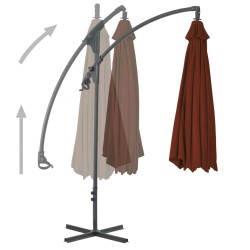 vidaXL Sombrilla voladiza con poste de acero terracota 250x250 cm 