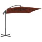 vidaXL Sombrilla voladiza con poste de acero terracota 250x250 cm vidaXL Sombrilla voladiza con poste de acero terracota 250x250 cm