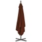 vidaXL Sombrilla voladiza con poste de acero terracota 250x250 cm vidaXL Sombrilla voladiza con poste de acero terracota 250x250 cm