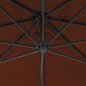 vidaXL Sombrilla voladiza con poste de acero terracota 250x250 cm vidaXL Sombrilla voladiza con poste de acero terracota 250x250 cm
