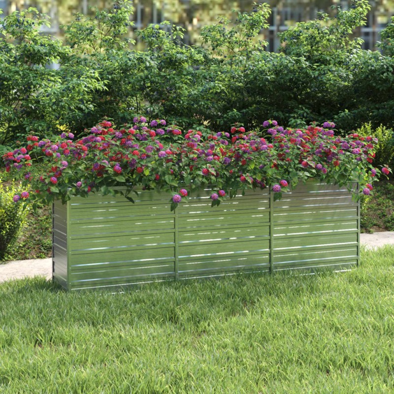 vidaXL Arriate de acero galvanizado plateado 240x40x77 cm vidaXL Arriate de acero galvanizado plateado 240x40x77 cm