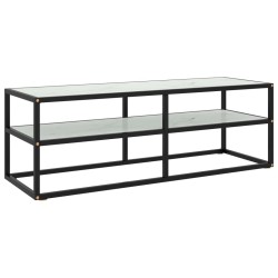 vidaXL Mueble para TV negro con vidrio de mármol blanco 120x40x40 cm
