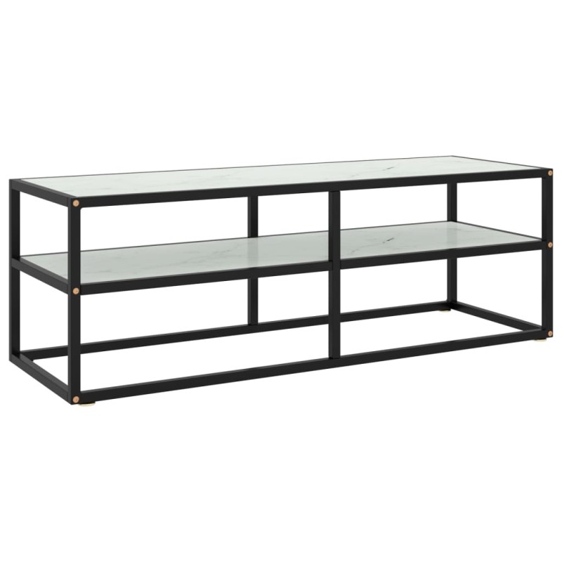 vidaXL Mueble para TV negro con vidrio de mármol blanco 120x40x40 cm vidaXL Mueble para TV negro con vidrio de mármol blanco 120x40x40 cm