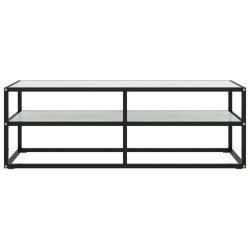 vidaXL Mueble para TV negro con vidrio de mármol blanco 120x40x40 cm