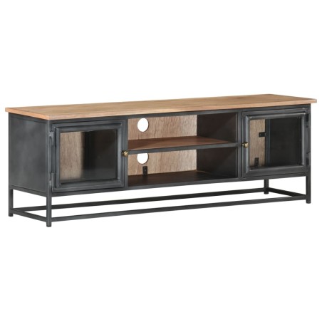 vidaXL Mueble para TV madera maciza de acacia y acero gris 120x30x40cm