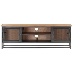 vidaXL Mueble para TV madera maciza de acacia y acero gris 120x30x40cm