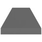 vidaXL Estante flotante de pared gris con brillo MDF 90x23,5x3,8 cm