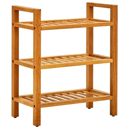 vidaXL Zapatero con 3 estantes madera maciza de roble 50x27x60 cm