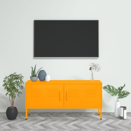 vidaXL Mueble para TV de acero amarillo mostaza 105x35x50 cm