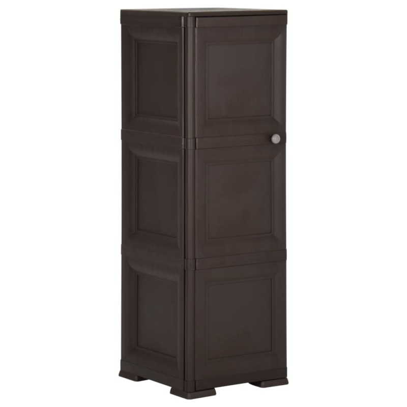 vidaXL Armario de plástico diseño de madera marrón 40x43x125 cm