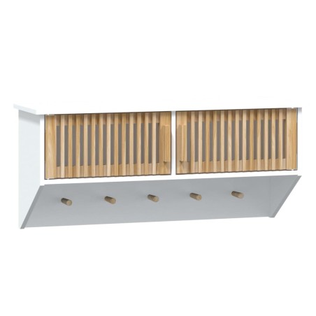 vidaXL Armario pared ganchos madera contrachapada blanco 80x24x35,5 cm