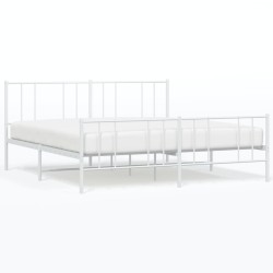 vidaXL Estructura cama metal con cabecero y pie cama blanco 193x203 cm