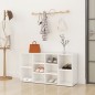 vidaXL Banco zapatero madera contrachapada blanco brillo 103x30x54,5cm vidaXL Banco zapatero madera contrachapada blanco brillo 103x30x54,5cm