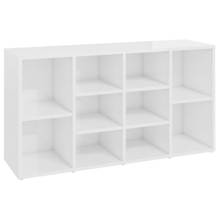 vidaXL Banco zapatero madera contrachapada blanco brillo 103x30x54,5cm