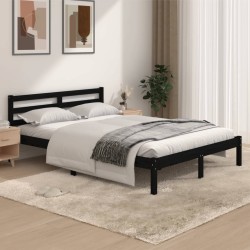 vidaXL Estructura de cama madera maciza de pino negro 135x190 cm