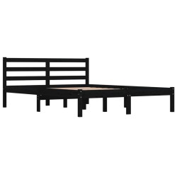 vidaXL Estructura de cama madera maciza de pino negro 135x190 cm
