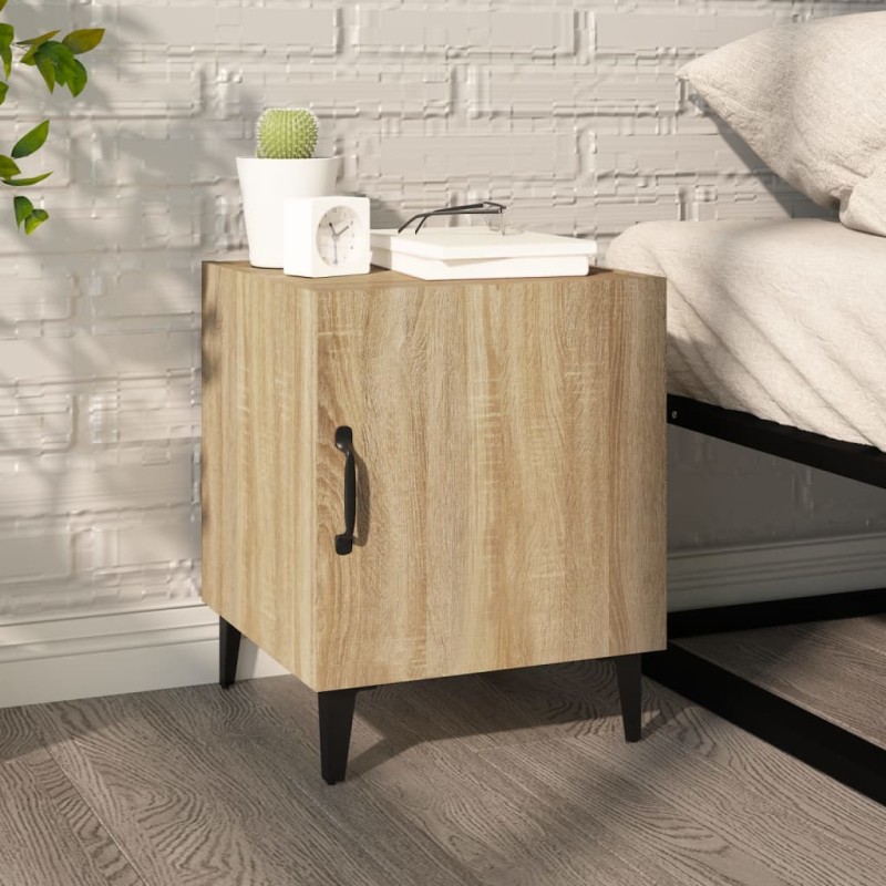 vidaXL Mesita de noche madera contrachapada color roble Sonoma vidaXL Mesita de noche madera contrachapada color roble Sonoma