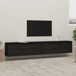 vidaXL Armario de pared 2 uds madera maciza de pino negro 100x30x35cm