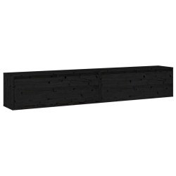 vidaXL Armario de pared 2 uds madera maciza de pino negro 100x30x35cm
