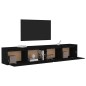 vidaXL Armario de pared 2 uds madera maciza de pino negro 100x30x35cm vidaXL Armario de pared 2 uds madera maciza de pino negro 100x30x35cm