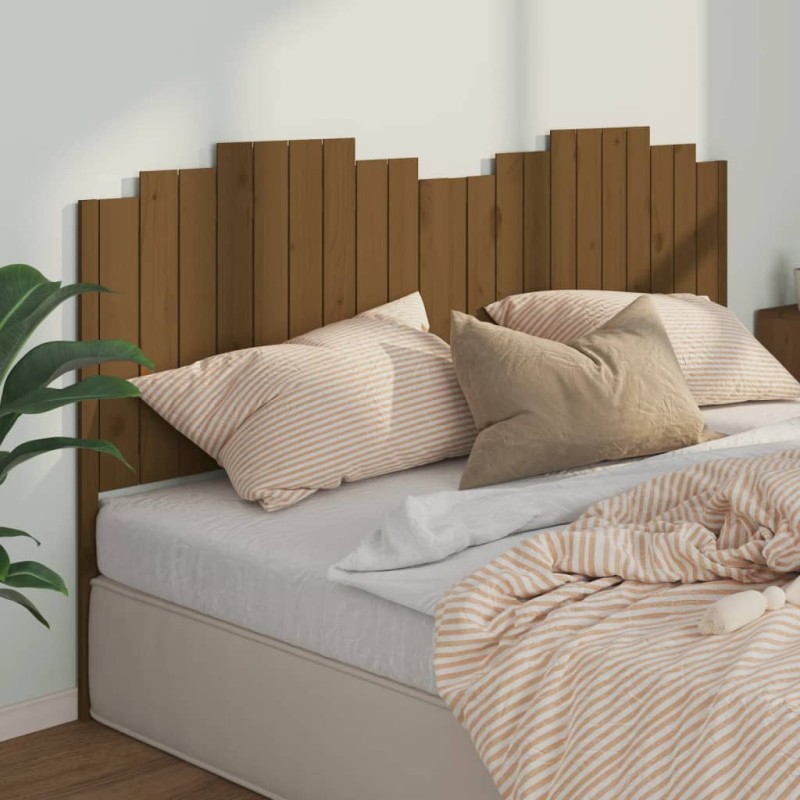 vidaXL Cabecero de cama madera maciza de pino marrón miel 206x4x110 cm
