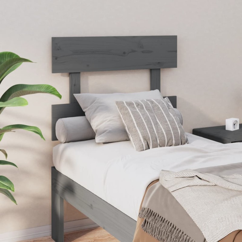 vidaXL Cabecero de cama madera maciza de pino gris 103,5x3x81 cm vidaXL Cabecero de cama madera maciza de pino gris 103,5x3x81 cm