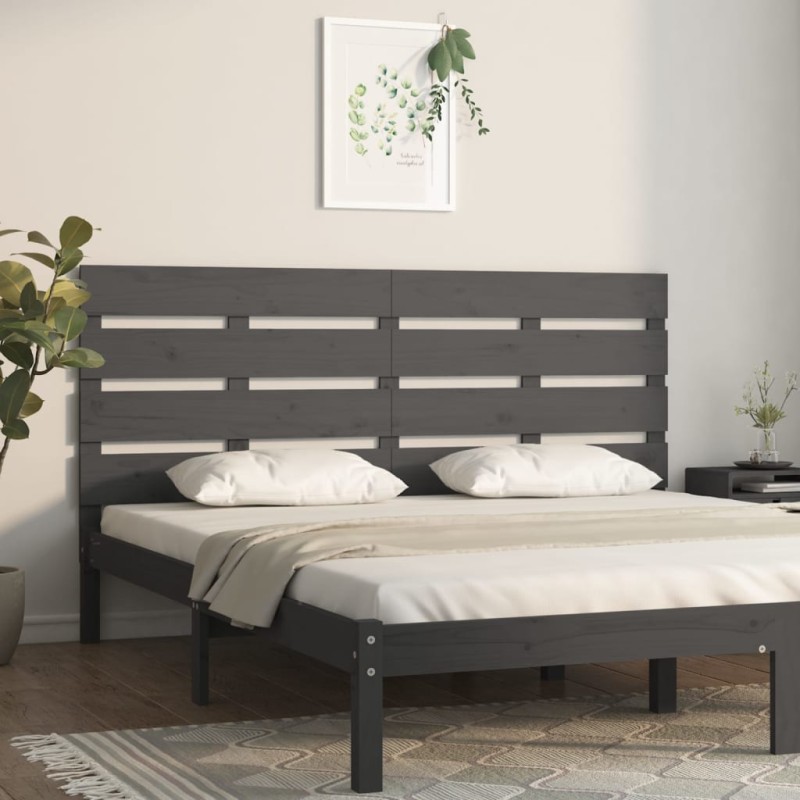 vidaXL Cabecero de cama madera maciza de pino gris 160x3x80 cm vidaXL Cabecero de cama madera maciza de pino gris 160x3x80 cm