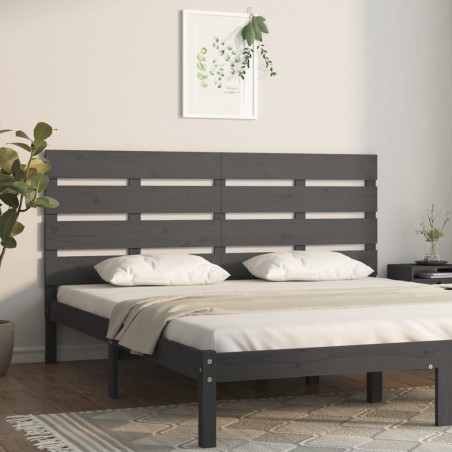 vidaXL Cabecero de cama madera maciza de pino gris 160x3x80 cm