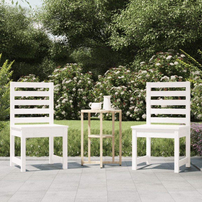 vidaXL Sillas jardín 2 uds madera maciza pino blanco 40,5x48x91,5 cm