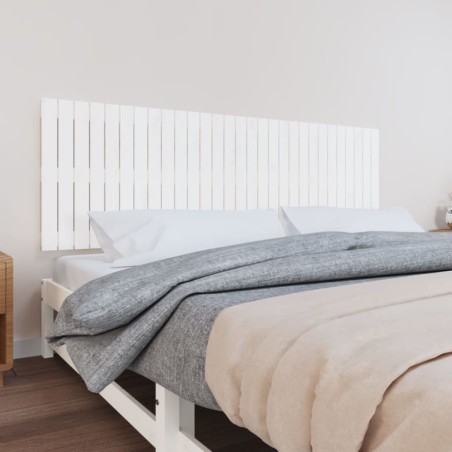 vidaXL Cabecero de cama de pared madera maciza pino blanco 185x3x60 cm
