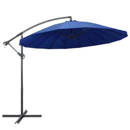 vidaXL Sombrilla colgante con palo de aluminio azul 3 m