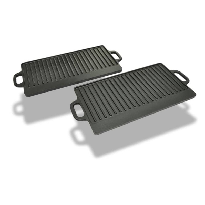 vidaXL Placa parrilla de hierro fundido reversible 38x23cm 2 unidades vidaXL Placa parrilla de hierro fundido reversible 38x23cm 2 unidades