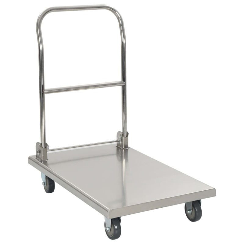 vidaXL Carro portaequipajes acero inoxidable plateado 82x53x86 cm vidaXL Carro portaequipajes acero inoxidable plateado 82x53x86 cm