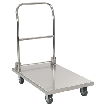 vidaXL Carro portaequipajes acero inoxidable plateado 82x53x86 cm